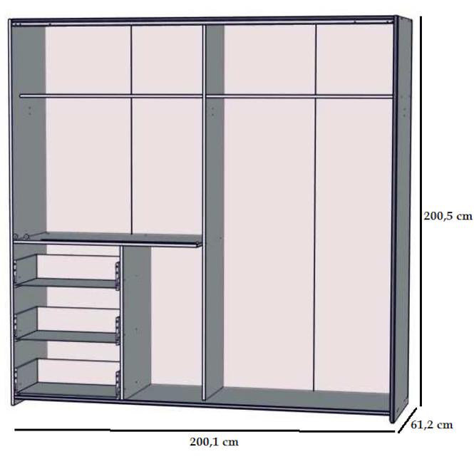 Skriňa Winn 2 200 cm Dub Artisan/Betón