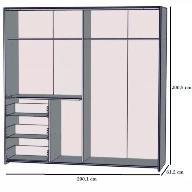 Skriňa Winn 2 200 cm Dub Artisan/Betón,2