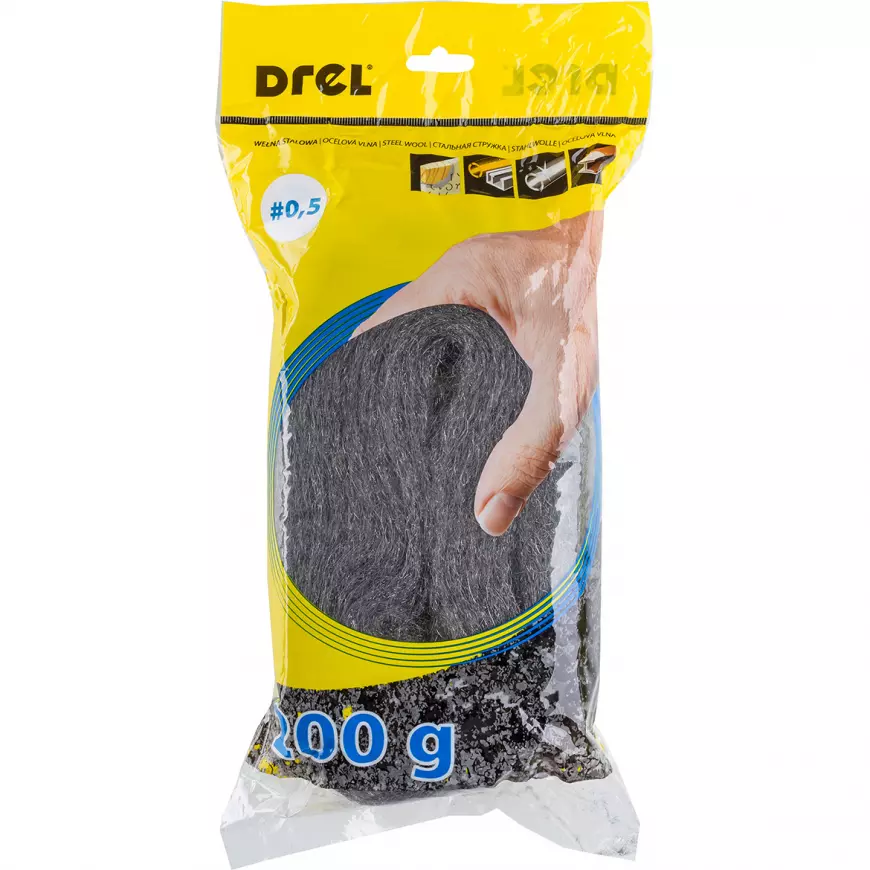 Oceľová brúsna vlna, P 0,5, 200 g, Drel