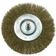 Kefa okružná, 80 mm, so stopkou 6 mm, vlnitý oceľový drôt, Drel
