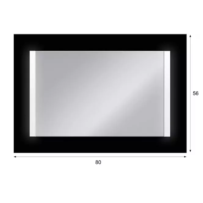 Zrkadlo LED lac 80 čierne 56x80