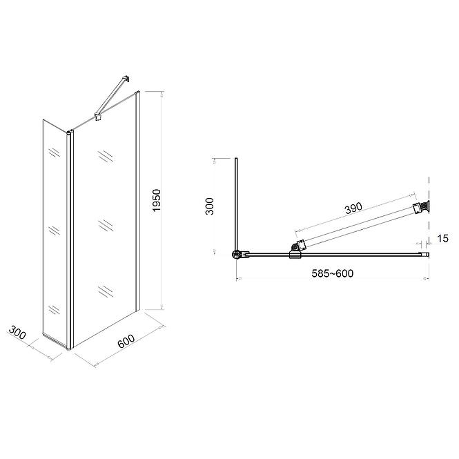 Sprochová stena Walk-In Dafne (60+30)x195 CZ CHR