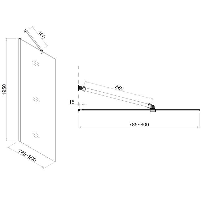 Sprchová stena Walk-In Rode 80x195 CZ CHR