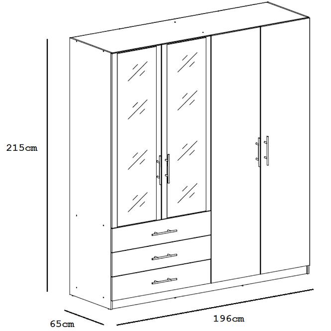 Skriňa Pekin D4 196 cm dub wotan/zrkadlo,4