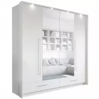 Skriňa Toledo 209 cm biela/zrkadlo