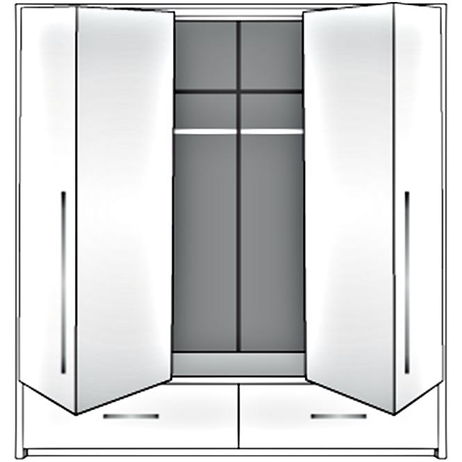 Skriňa Toledo 209 cm biela/zrkadlo