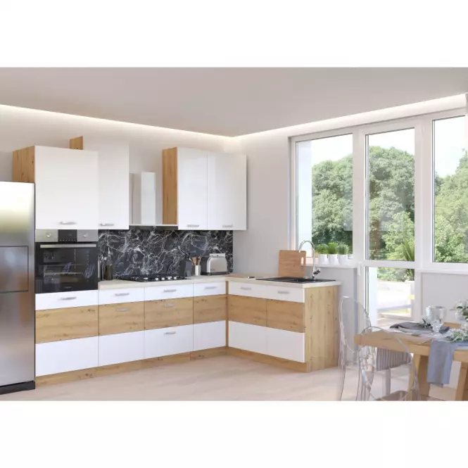 Kuchynská linka Artisan 260 cm biela lesklá bez dosky