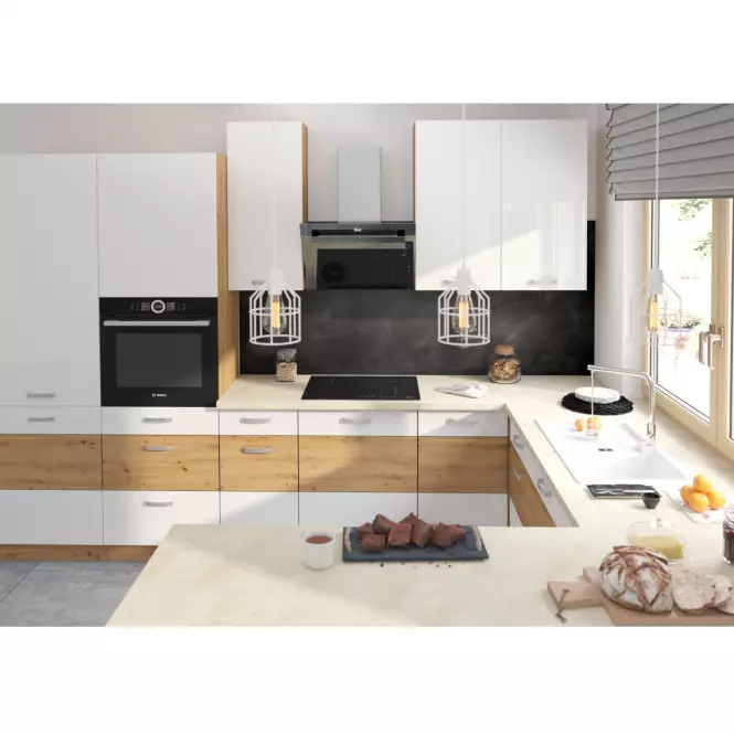 Kuchynská linka Artisan 260 cm biela lesklá bez dosky