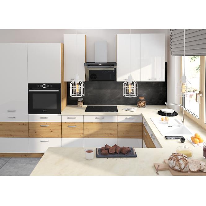 Kuchynská linka Artisan 260 cm biela lesklá bez dosky