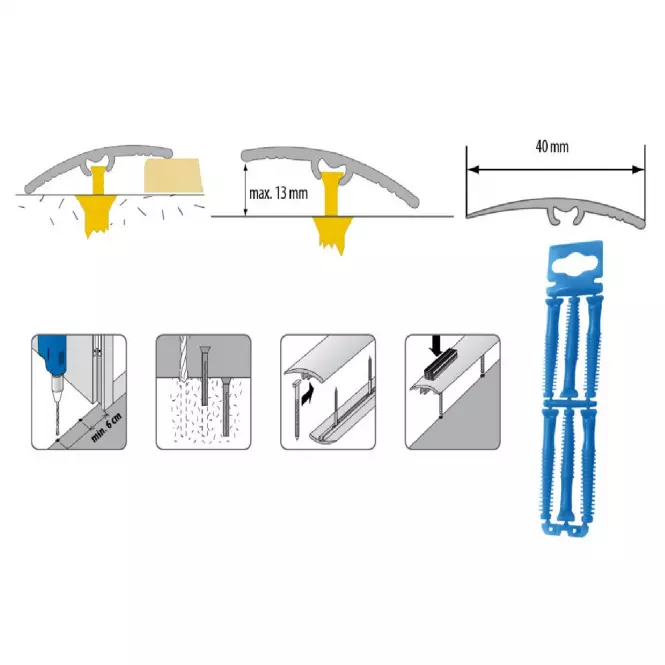 Profil ochranný zatlačovací PVC LW 40 0,9m buk