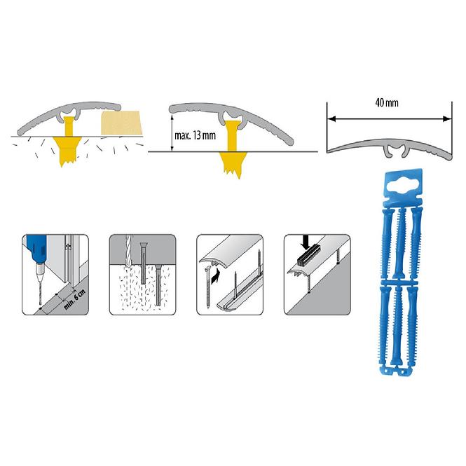 Profil ochranný zatlačovací PVC LW 40 0,9m buk