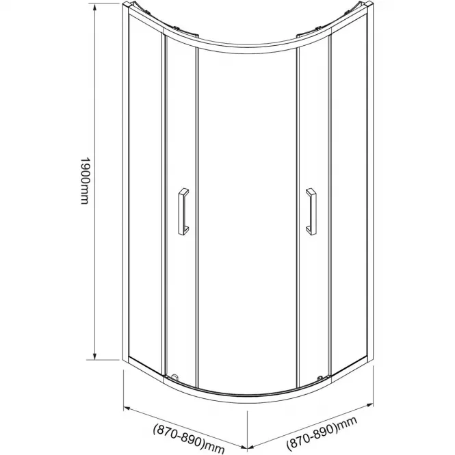 Štvrťkruhový Sprchový kút Aura 90x90x190 grafit - chróm