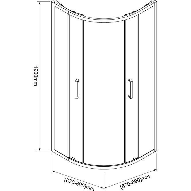 Štvrťkruhový Sprchový kút Aura 90x90x190 grafit - chróm,5