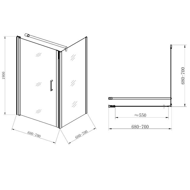 Sprchový kút Atena 70x70x190 chróm