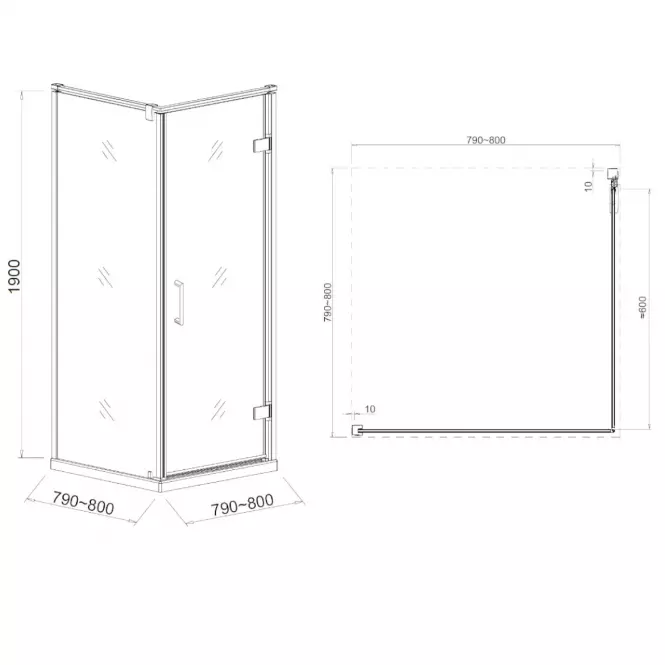 Sprchový kút Maja 80x80x190 chróm,4