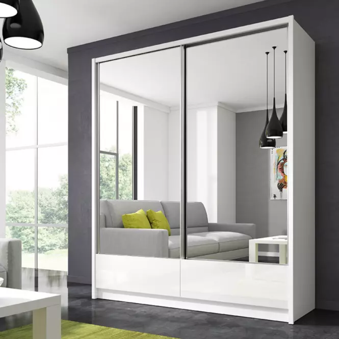 Skriňa Aria II 180 biela/biely lesk