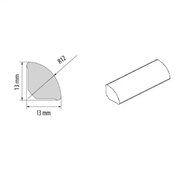 Lišta štvrťkruhová PVC 13x13x2500 buk
