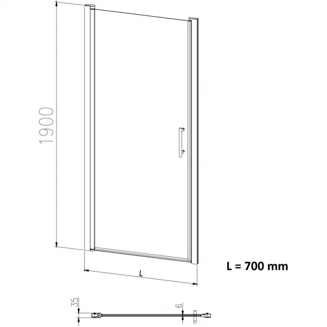 Sprchové dvere Samos 70x190 chróm,4