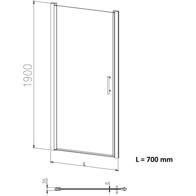 Sprchové dvere Samos 70x190 chróm,4