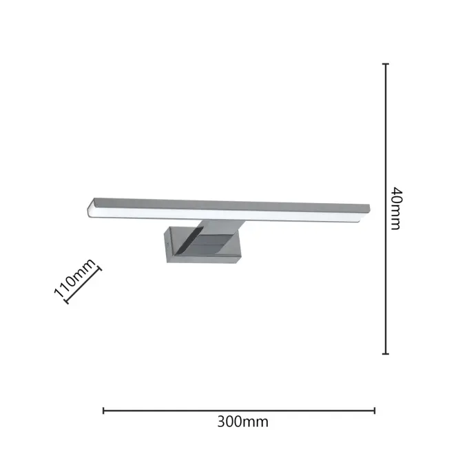 Nástenné svietidlo Shine 028 Chróm 30 cm IP44 K1,3