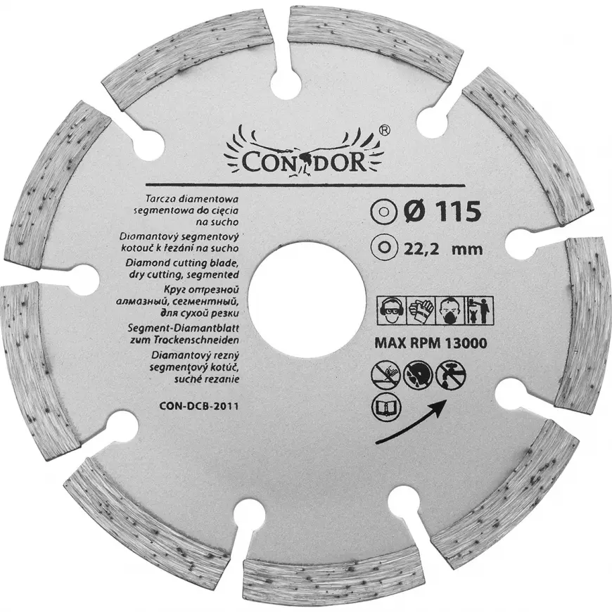 Kotúč diamantový rezný, segmentový, suché rezanie, 115 mm, Drel