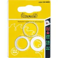 Redukčný krúžok pre pílové kotúče, 22/20 mm, 22/16 mm, 22/12,7 mm, 3 ks, Drel