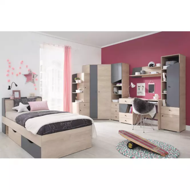Posteľ  Delta 94 DL14 dub/antracit,4