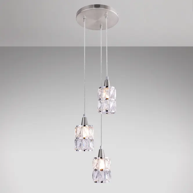 Závesná lampa 15760-3 chróm, krištáľ LW3
