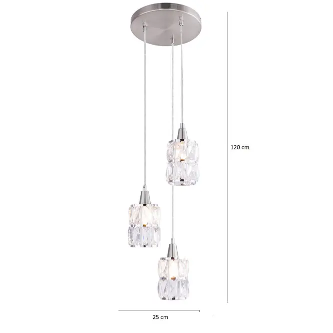 Závesná lampa 15760-3 chróm, krištáľ LW3