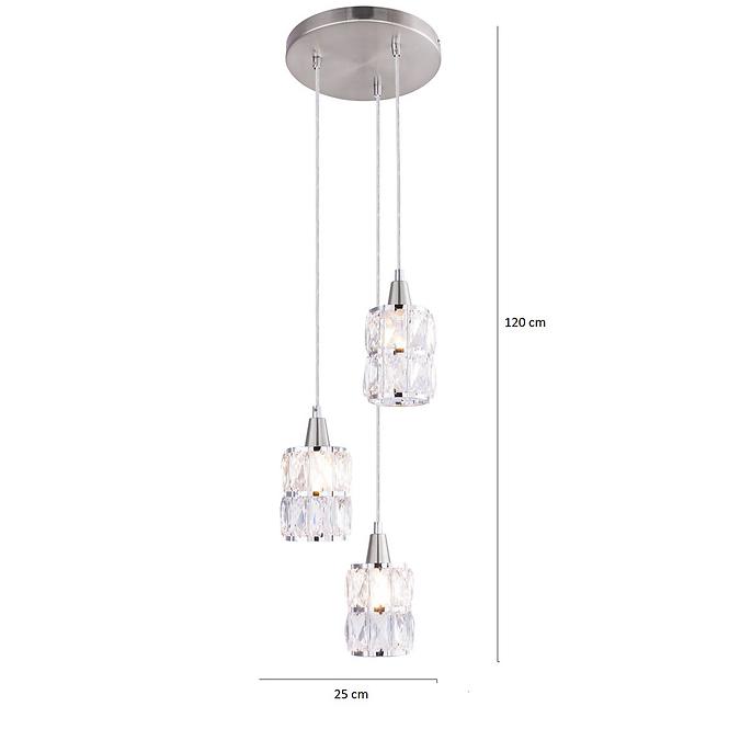 Závesná lampa 15760-3 chrómový kryštál LW3