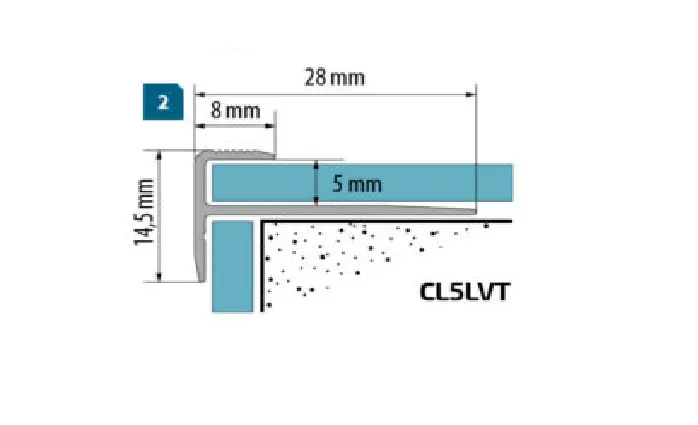 Profil k LVT panelom schodový CL 5 mm 1,35 m strieborný