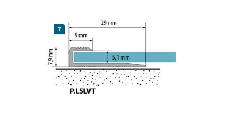 Profil k LVT panelom ukončovací L 5,1mm 0,9m strieborny