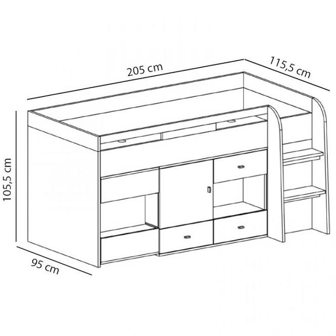 Posteľ MOBI M021 biely/turkus