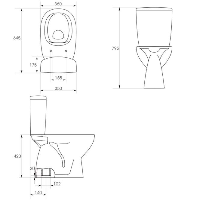 Wc Kombi Arteco 684 Clean On doska Duroplast s pomalým sklápaním,3
