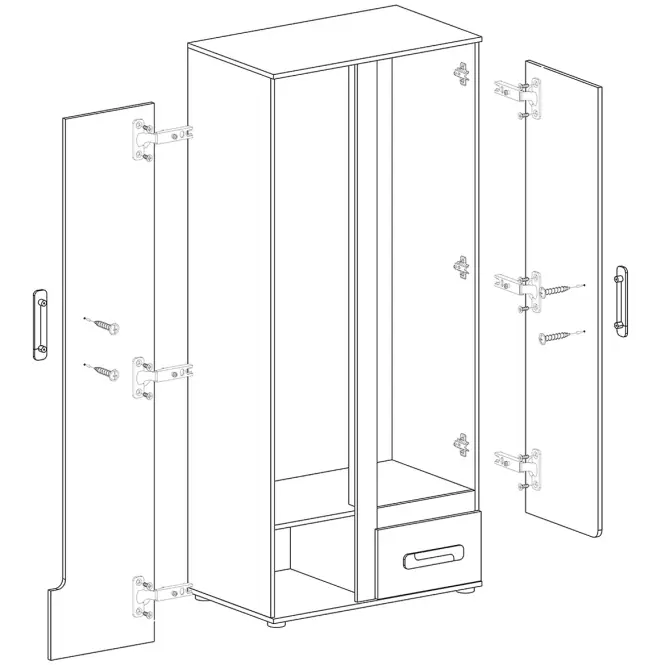 Skriňa Apetito 85 cm – antracit/biela, dvojdverová, zásuvky,3