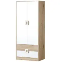 Skriňa Nico 80 cm – dub svetlý/biela, dvojdverová, zásuvky