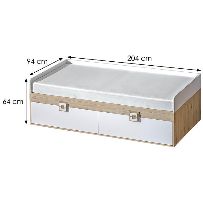 Posteľ Nico 90 biela/dub svetlý nr-14,3