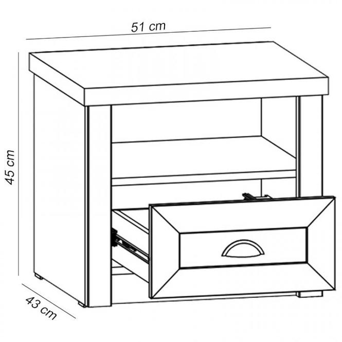 Nočný stolík Prowansja SN borovica andersen/dub lefkas