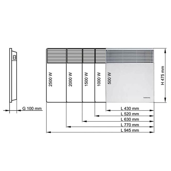 Konvektorový elektrický ohrievač TX -500 W