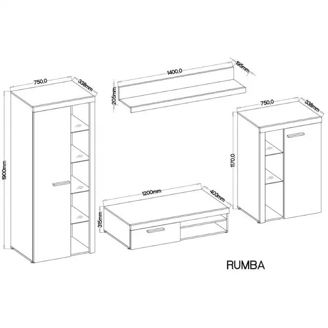 Obývacia stena Rumba sonoma,2