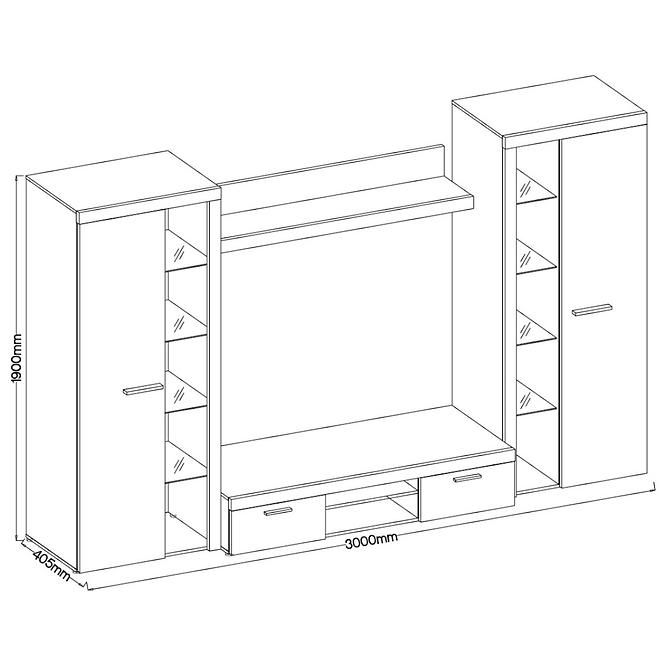 Obývacia stena Rumba XL sonoma,2