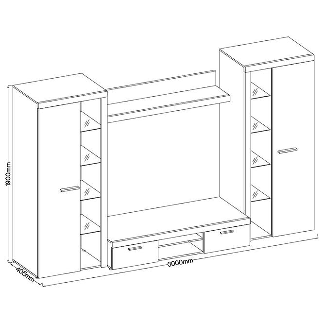 Obývacia stena Rumba XL grafit,2