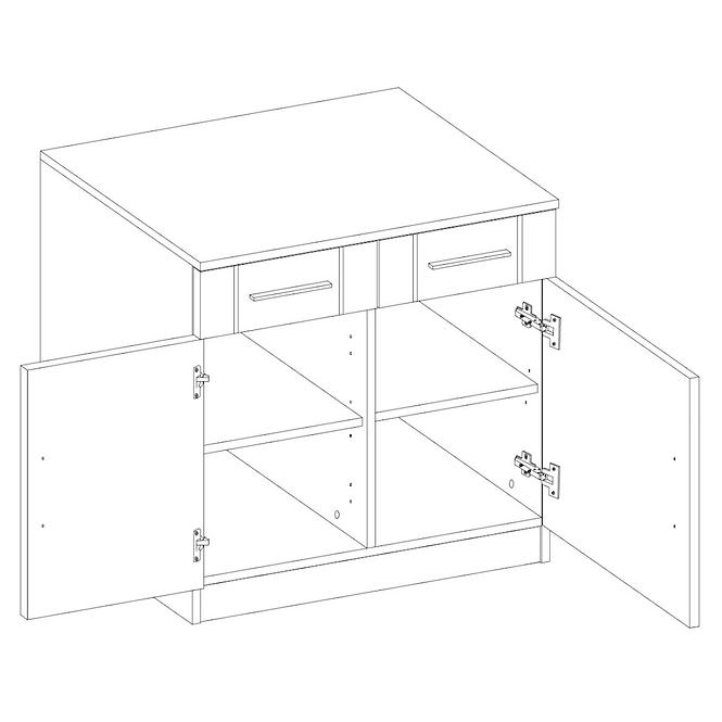 Komoda Paris 2F2S biela/sonoma,3