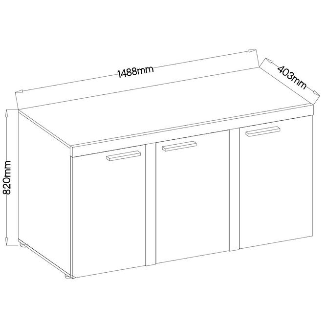 Komoda Rumba 3F grafit,2