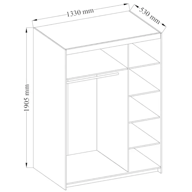 Skriňa Elena 133 cm – dub sonoma, trojdverová,2