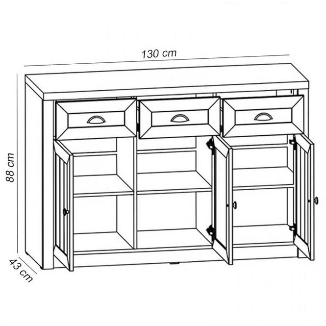 Komoda Prowansja K3S borovica andersen/dub lefkas