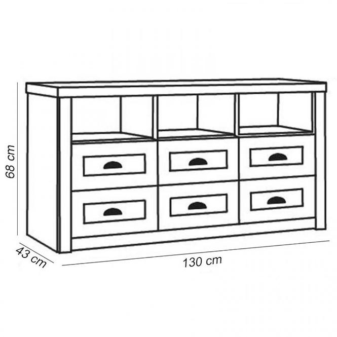 Komoda Prowansja K6S borovica andersen/dub lefkas