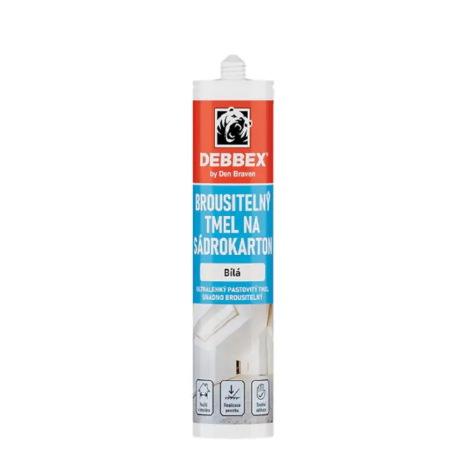 Debbex Brúsiteľný tmel na sadrokartón Biely 280ml