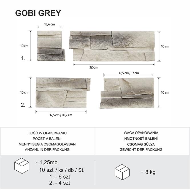 Rohový betónový obkladový kameň Gobi 1 gray
