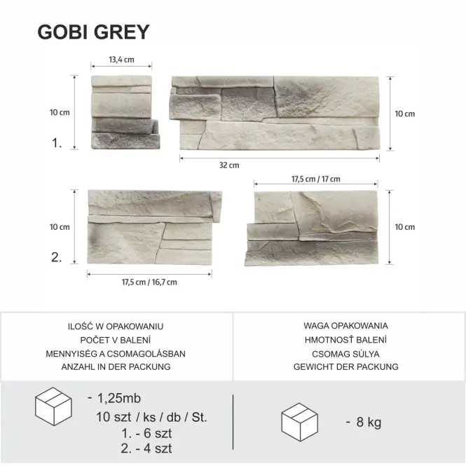 Rohový betónový obkladový kameň Gobi 1 gray,6